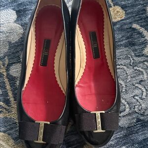 Carolina Herrera Black Flats with Bow Accent